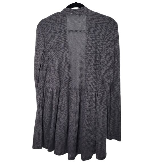 Eyeshadow Heathered Gray Open Front Peplum Tunic Cardigan Women Sz S - Picture 2 of 6